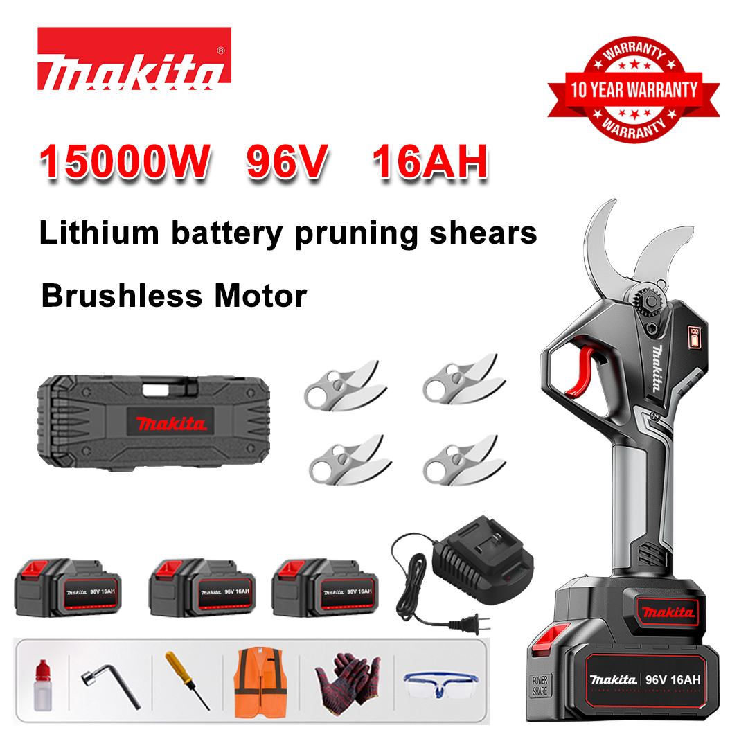 Foarfece de tăiat cu baterie cu litiu fără perii de 15000W + baterie 96V16Ah * 3 + lamă din aliaj sk9 * 4 + încărcător + afișaj de putere LED + cutie de scule + ulei lubrifiant + ochelari de protecție + 10 ani garanție